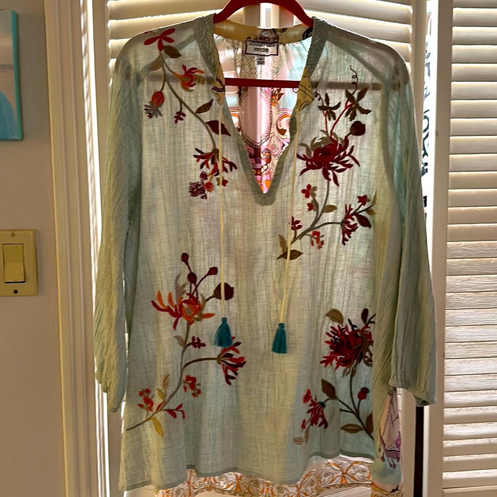 Johnny Was cotton/silk blouse
